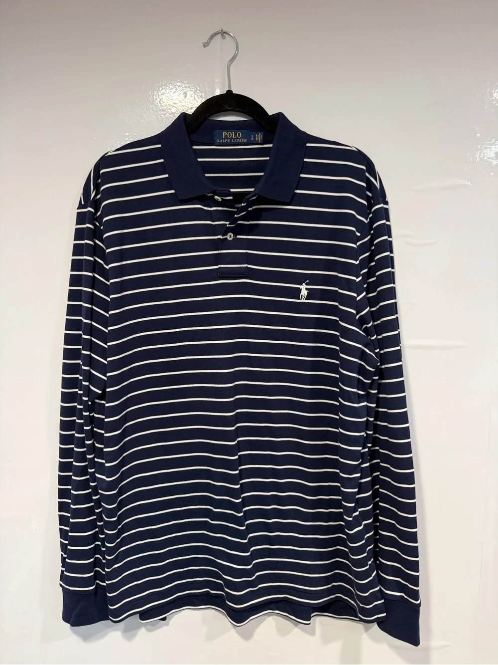 Polo by Ralph Lauren Soft Men’s Navy & White Stripe Long-Sleeve Polo